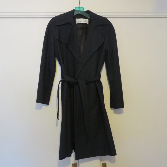 Navy blue jacquered overcoat - Picture 2 of 12